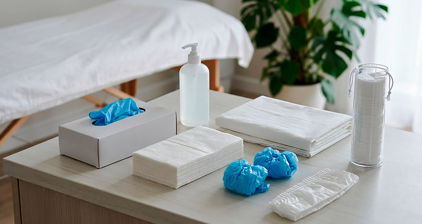 Расходные материалы для салона красоты и SPA: перчатки, антисептики, одноразовая продукция